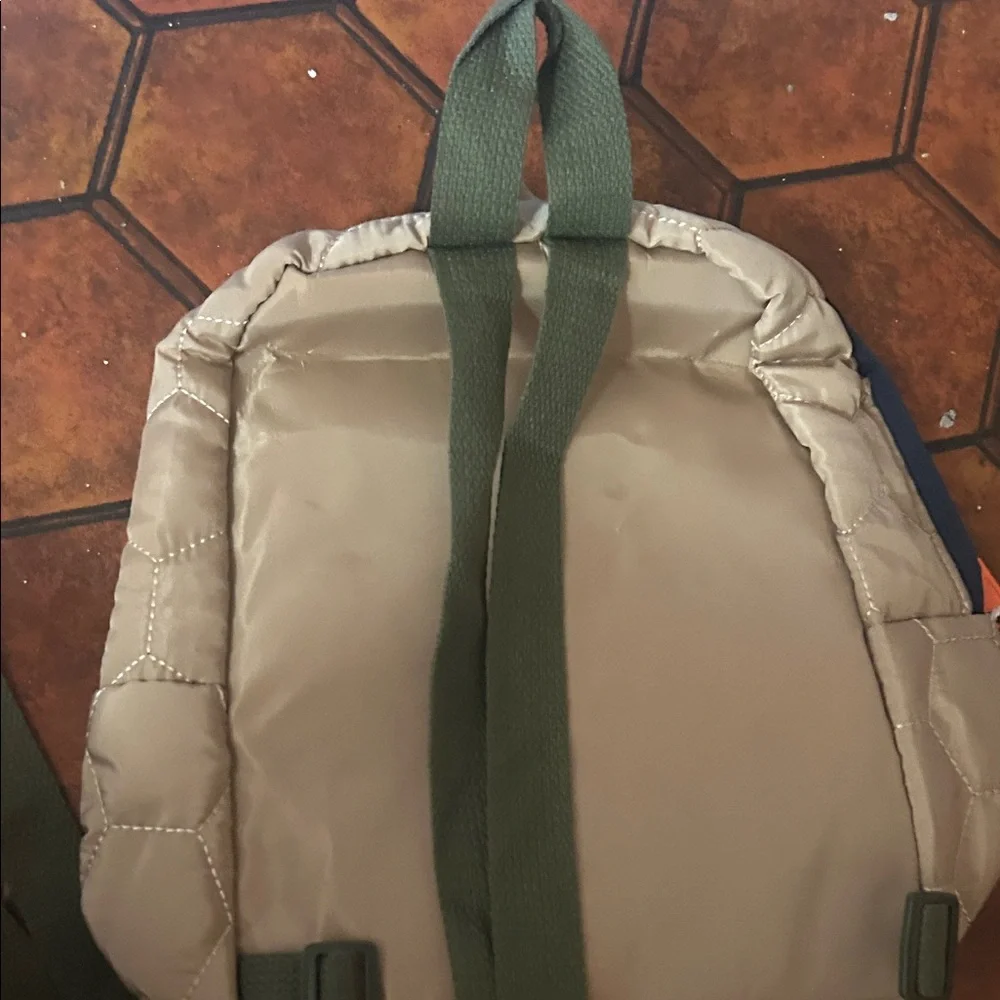 Peanuts Quilted mini Backpack in Tan with Orange Trim